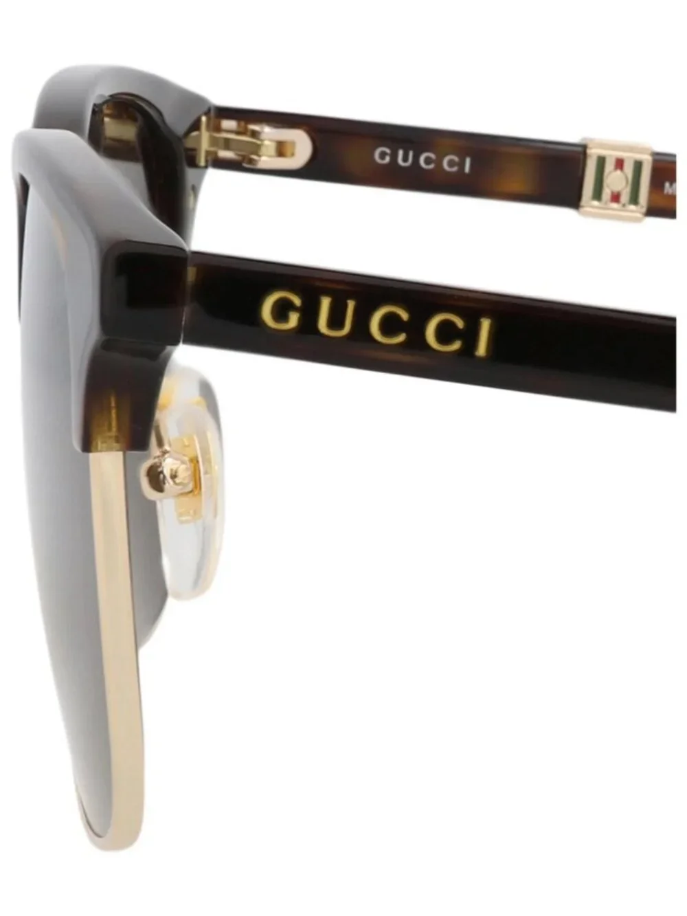 New Gucci Women's Eyeglasses Mens Square Rectangle Gold Havana Brown